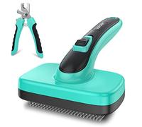 WOPQAEM Dog Brush, Self Cleaning Slicker Dog Brush for Shedding & Grooming Short or Long Haired Cats, Furminator for Pets, Blue
