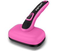 WOPQAEM Self Cleaning Slicker Dog Brush, Cat and Dog Shedding Brush for Grooming, Furminator for Pets,Rounded Pins for Short Haired Cats, Pink