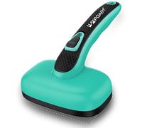 WOPQAEM Self Cleaning Slicker Dog Brush, Cat and Dog Shedding Brush for Grooming, Furminator for Pets,Rounded Pins for Short Haired Cats, Green