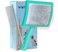 WOPQAEM Slicker Brush for Dogs, Large Long Pin Slicker Brush for Dogs & Cats, Goldendoodle, Cockapoo, Cavapoo,2 PCS Pet Comb and Grooming Brush, Pet Holiday Christmas Gifts, Green