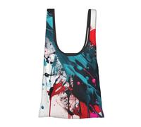WOPQS Abstract Paint Splashes Reusable Grocery Shopping Bag Convenient Daily Use Unique Lightweight Foldable