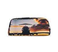 WOPQS Aircraft Plane at Sunset Pencil Bag Box Organizer Pencil Pouch Aesthetic Supply Multifunctional Pen Case