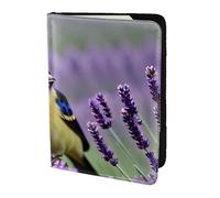 WOPQS Bird in Purple Lavender Floral Flowers Passport Holder 5.5in Travel Accessories Document Cover Blocking Organiser