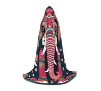 WOPQS Bohemian Elephant Pattern Hooded Cape For Teenagers Carnival Halloween Wizard Costume
