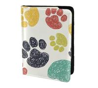 WOPQS Cute Colorful Dog Paw Passport Holder 5.5in Travel Accessories Document Cover Blocking Organiser