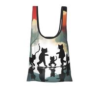 WOPQS Cute Happy Kitten Reusable Grocery Shopping Bag Convenient Daily Use Unique Lightweight Foldable