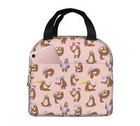WOPQS Cute Sloth Lunch Bag Handheld Bento Bag Adults Lunch Box Office Portable Insulated Leakproof