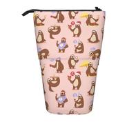 WOPQS Cute Sloth Vertical Retractable Pencil Case College Pouch Stationery Multifunctional Storage Bag