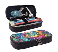 WOPQS Dancing Thanksgiving Bear Leather Pencil Case Pen Stationery College Pouch Holder Box Organizer