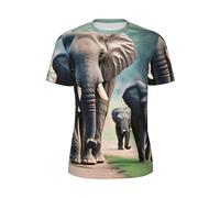WOPQS Elephant Family Men's Short-Sleeved Mesh T-Shirt Summer Everyday Wear Workout Essentials Black