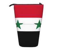 WOPQS Flag of The Syrian Arab Republic Vertical Retractable Pencil Case College Pouch Stationery Multifunctional Storage Bag