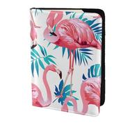 WOPQS Flamingo Bird Green Plant Leaf Passport Holder 5.5in Travel Accessories Document Cover Blocking Organiser