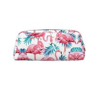 WOPQS Flamingo Bird Green Plant Leaf Pencil Bag Box Organizer Pencil Pouch Aesthetic Supply Multifunctional Pen Case