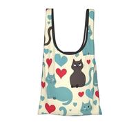 WOPQS Happy Walking Kitty Reusable Grocery Shopping Bag Convenient Daily Use Unique Lightweight Foldable