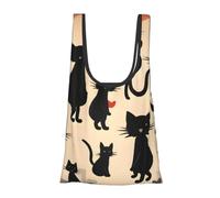 WOPQS Happy Walking Kitty Reusable Grocery Shopping Bag Convenient Daily Use Unique Lightweight Foldable