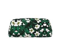 WOPQS Hunter Green Floral Petals Pattern Pencil Bag Box Organizer Pencil Pouch Aesthetic Supply Multifunctional Pen Case