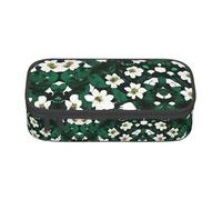 WOPQS Hunter Green Floral Petals Pattern Pencil Case Pen Case Multifunctional Storage Bag Office Big Capacity Pencil Pen Case