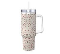 WOPQS Lovely Sweet Red Cherry 40oz Ice Bully with Handle Stainless Steel Reusable Insulated Cup Daily Household Use