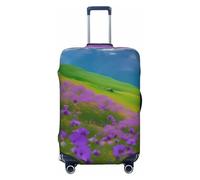 WOPQS Nature Purple Flowers Meadow Elastic Luggage Protection Cover Luggage Lid Protector for 18-32 Inch Suitcases