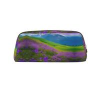 WOPQS Nature Purple Flowers Meadow Pencil Bag Box Organizer Pencil Pouch Aesthetic Supply Multifunctional Pen Case