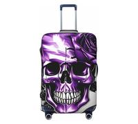 WOPQS Purple Rose and Skull Elastic Luggage Protection Cover Luggage Lid Protector for 18-32 Inch Suitcases