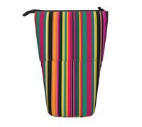 WOPQS Rainbow Colored Striped Vertical Retractable Pencil Case College Pouch Stationery Multifunctional Storage Bag
