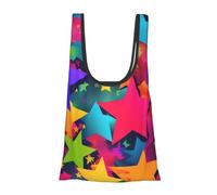 WOPQS Rainbow Stars Reusable Grocery Shopping Bag Convenient Daily Use Unique Lightweight Foldable
