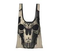 WOPQS Runner Bull Skull Reusable Grocery Shopping Bag Convenient Daily Use Unique Lightweight Foldable