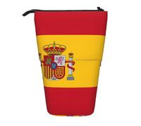 WOPQS Spanish Flag Vertical Retractable Pencil Case College Pouch Stationery Multifunctional Storage Bag