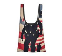WOPQS Us Military Soldiers Patriotic Memorial Day Reusable Grocery Shopping Bag Convenient Daily Use Unique Lightweight Foldable