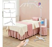 Woputne 40W Foldable Square Lash Light for Beauty Eyelash Tech Tattoo, 3 Color Modes & 10 Dimming Brightness, 34.5in Adjustable Lamp Head & Arms, Remote Control LED Lash Tech Light (White)