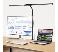 Woputne Desk lamp with Clamp, Super Wide & Bright, 5 Color Modes X 10 Brightness Levels, 960LM(160 Pcs Lamp Beads), 12W Computer Monitor Flexible Lamp, Desk Light for Home Office, Study, Crafts, Draw