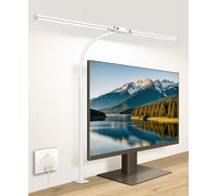 Woputne Desk Lamp with Clamp, Super Wide & Bright, 5 Color Modes x 10 Brightness Levels, 960LM, 5V 2A Adapter, Table Light, Flexible Dual Head Monitor Light for Office, Study, Crafts & Drawing, White