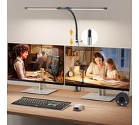 Woputne Dual Head Led Desk Lamp with Clamp for Home Office Study, 24W,Black | 5 Colour Modes & 10 Brightness Levels; Eye-Caring Flexible Neck Architect Lamp for Work Craft Drawing; USB Adapter