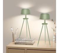 Woputne Modern Tripod Bedside Table Lamp for Home Decor, Rechargeable, Touch Control, Small Cute Green Stylish Nightstand Lamp for Bedroom, Living Room,Nursery,Kid Room (2pcs)