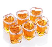 WOQIJENCV 45ml Shot Glasses Set of 6 | Reusable Clear Shot Glass for Vodka Shots, Rum, Brandy, Jello Shots | Heavy Base Shot Glass Set for Home Bar, Pub, Event, Party (Cordate)