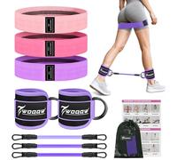WOQQW Ankle Resistance Bands with Cuffs & Booty Bands for Women, Fabric Resistance Bands Set for Legs & Glutes Workout, Home Gym Exercise Equipment for Hip, Yoga, Pilates, Fitness, Physical Therapy
