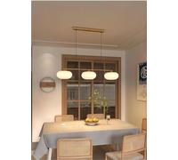 WOQuju Chandelier Retro Metal 3 Lights Wabi Sabi Style E27 Modern Japanese Light Luxury Cream Color Restaurant Pendant Light Island Light Persimmon Shape Glass Lamp Shade Adjustable Height(Gold)
