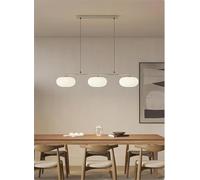 WOQuju Chandelier Retro Metal 3 Lights Wabi Sabi Style E27 Modern Japanese Light Luxury Cream Color Restaurant Pendant Light Island Light Persimmon Shape Glass Lamp Shade Adjustable Height(Chrome)