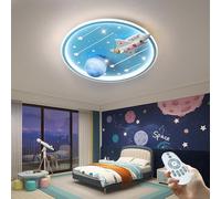 WOQuju Dimmable LED Children's Ceiling Light Children's Room With Remote Control Light Modern Star Airplane Girls Boys Room LED Ceiling Light, Blue 57W