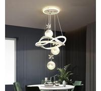 WOQuju Modern Creative LED Crystal Chandelier, Height Adjustable Pendant Light with Remote Control for Dining Room, Kitchen, Bedroom, Entrance, Living Room