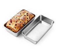 worahroe 2lb Loaf Tin Set of 2, Nonstick Bread Tins Stainless Steel Loaf Pans Cake Baking Tins for Baking Drizzle Cakes Loaves Lasagna Banana Bread