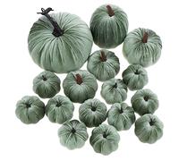 Woration 16pcs Assorted Size Velvet Fake Artificial Pumpkin Decor Fabric Wrapped Fall Harvest Pumpkin Autumn Table Centerpiece Thanksgiving Day Halloween