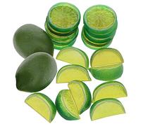Woration 20PCS Artificial Fruit Set, Fake Green Lemon & Slices Blocks Decoration Lifelike Food Model Limes Theme Party Table Centerpiece Wedding Ornament Vase Fillers