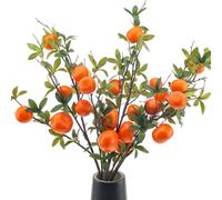 Woration 3PCS Artificial Orange Tree Branches Fake Fruit Tangerine Plants Twig Picks for Home Décor Office Wedding Window Props 37.4 Inch