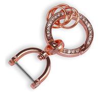 Worcas Car Keychain With Bling Rhinestones,eather Woven Keychain,360 Degree Rotatable Universal Key Fob Keychain for all Cars, Rose Gold-rhinestones