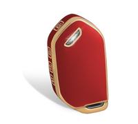 WORCAS for KIA 5 Buttons Key Fob Cover,TPU Smart Cover Key Case Compatible with Kia Telluride, Sorento, K5 GT-Line(Gold-Red)