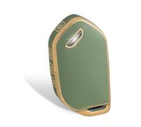 WORCAS for KIA 5 Buttons Key Fob Cover,TPU Smart Cover Key Case Compatible with Kia Telluride, Sorento, K5 GT-Line(Gold-Green)