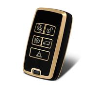 WORCAS for Land Rover 5 Buttonsn Key Fob Cover, TPU Smart Key Fob Case Compatible with Jaguar Land Rover Range Evoque Velar Sport Discovery Freelander(Black)