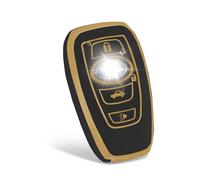 WORCAS for Subaru 3/4 Buttons Key Fob Cover,TPU Smart Key Fob Case Compatible with Subaru Forester CrossTrek Outback Ascent Legacy Impreza WRX BRZ STI(Gold-Black)